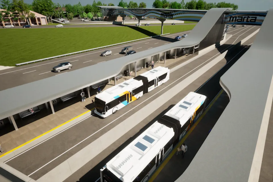 Rendering of proposed MARTA bus rapid transit station in Roswell, Georgia